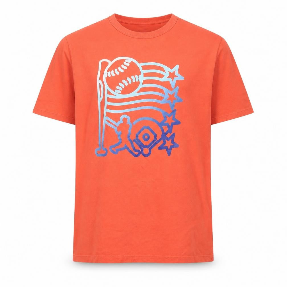 Front view of Gap boys’ orange cotton basic t-shirt, size XL, crew neck - logo