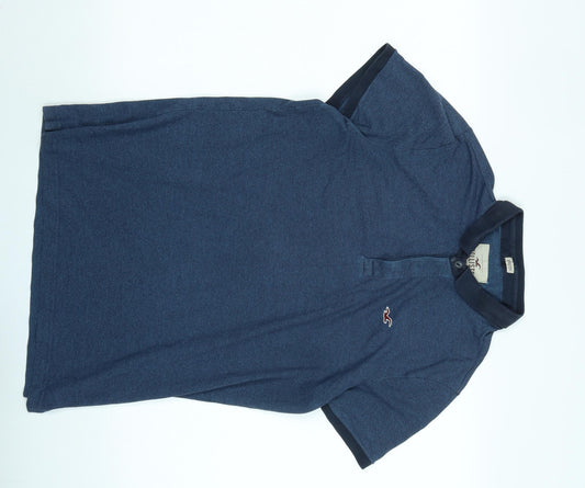 Hollister Mens Blue Cotton Polo Size M Collared - Logo