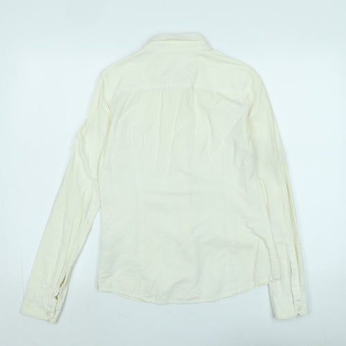 Lee Womens Ivory Cotton Basic Blouse Size S Collared - Logo
