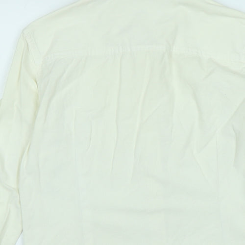Lee Womens Ivory Cotton Basic Blouse Size S Collared - Logo