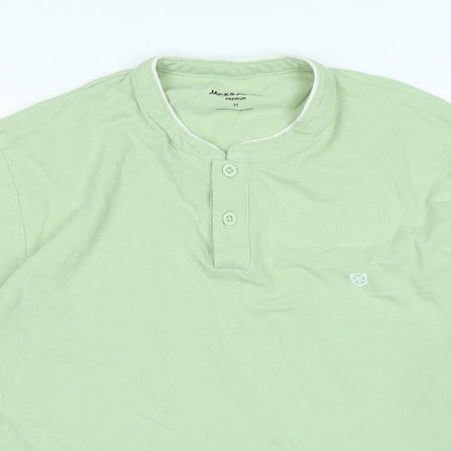 JACK & JONES Mens Green Cotton Polo Size M Collared - Logo