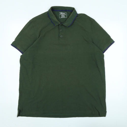 Mountain Warehouse Mens Green Cotton Blend Polo Size 2XL Collared - Logo