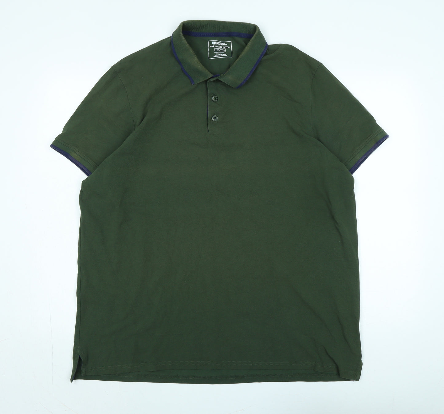 Mountain Warehouse Mens Green Cotton Blend Polo Size 2XL Collared - Logo