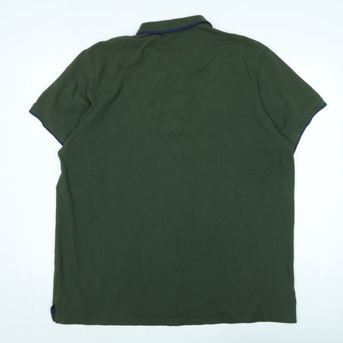 Mountain Warehouse Mens Green Cotton Blend Polo Size 2XL Collared - Logo