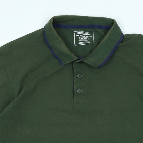 Mountain Warehouse Mens Green Cotton Blend Polo Size 2XL Collared - Logo