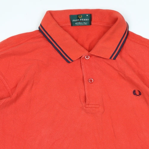 Fred Perry Mens Red Cotton Polo Size M Collared - Logo