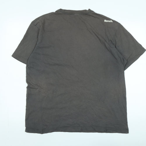 Bench Mens Grey Cotton T-Shirt Size XL Crew Neck - Logo
