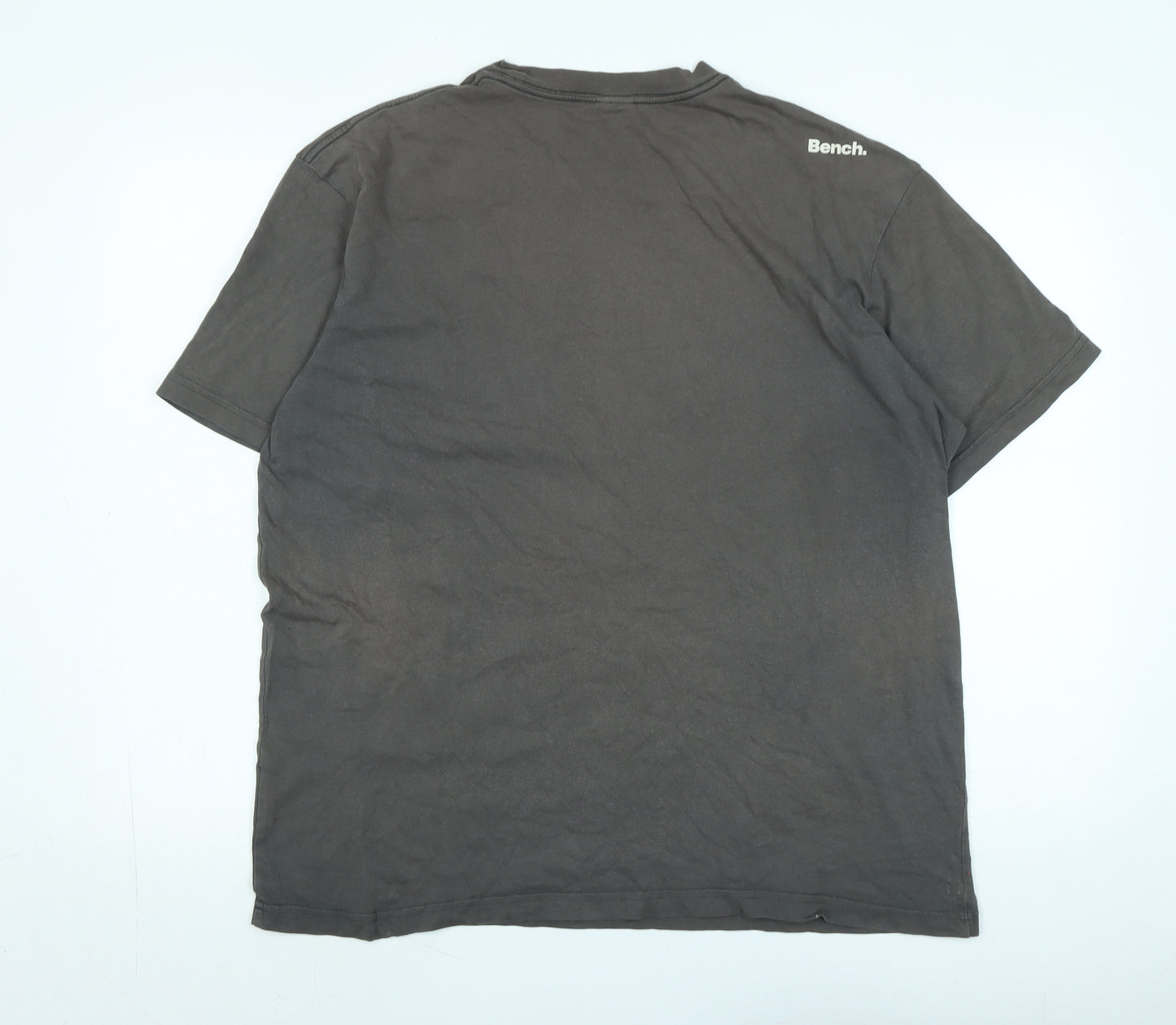 Bench Mens Grey Cotton T-Shirt Size XL Crew Neck - Logo
