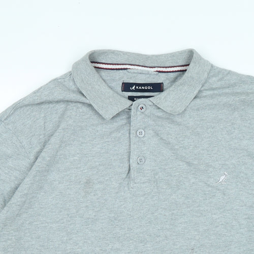 Kangol Mens Grey Cotton Polo Size XL Collared - Logo