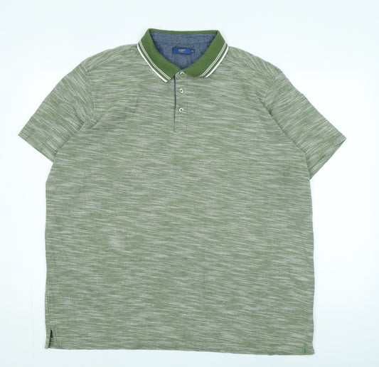 Cotton Traders Mens Green Cotton Polo Size 2XL Collared - Logo