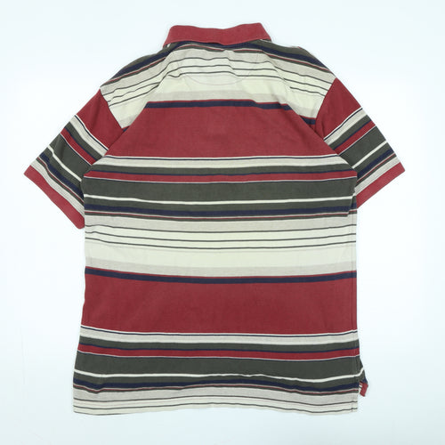 Gap Mens Multicoloured Striped Cotton Polo Size L Collared - Logo