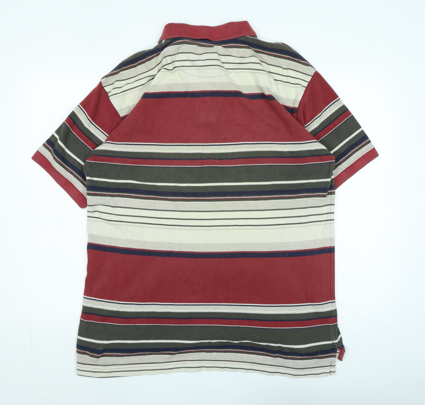 Gap Mens Multicoloured Striped Cotton Polo Size L Collared - Logo