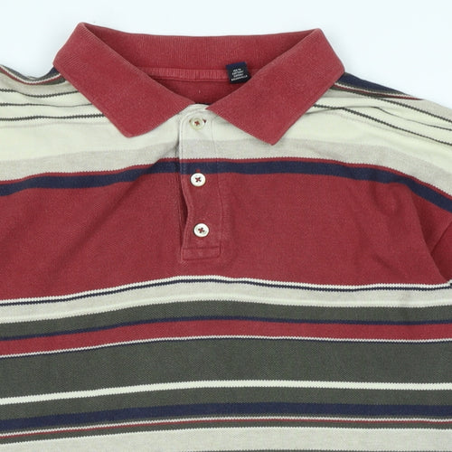 Gap Mens Multicoloured Striped Cotton Polo Size L Collared - Logo