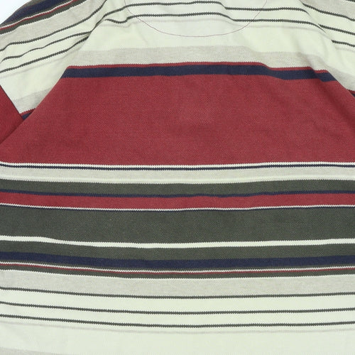 Gap Mens Multicoloured Striped Cotton Polo Size L Collared - Logo