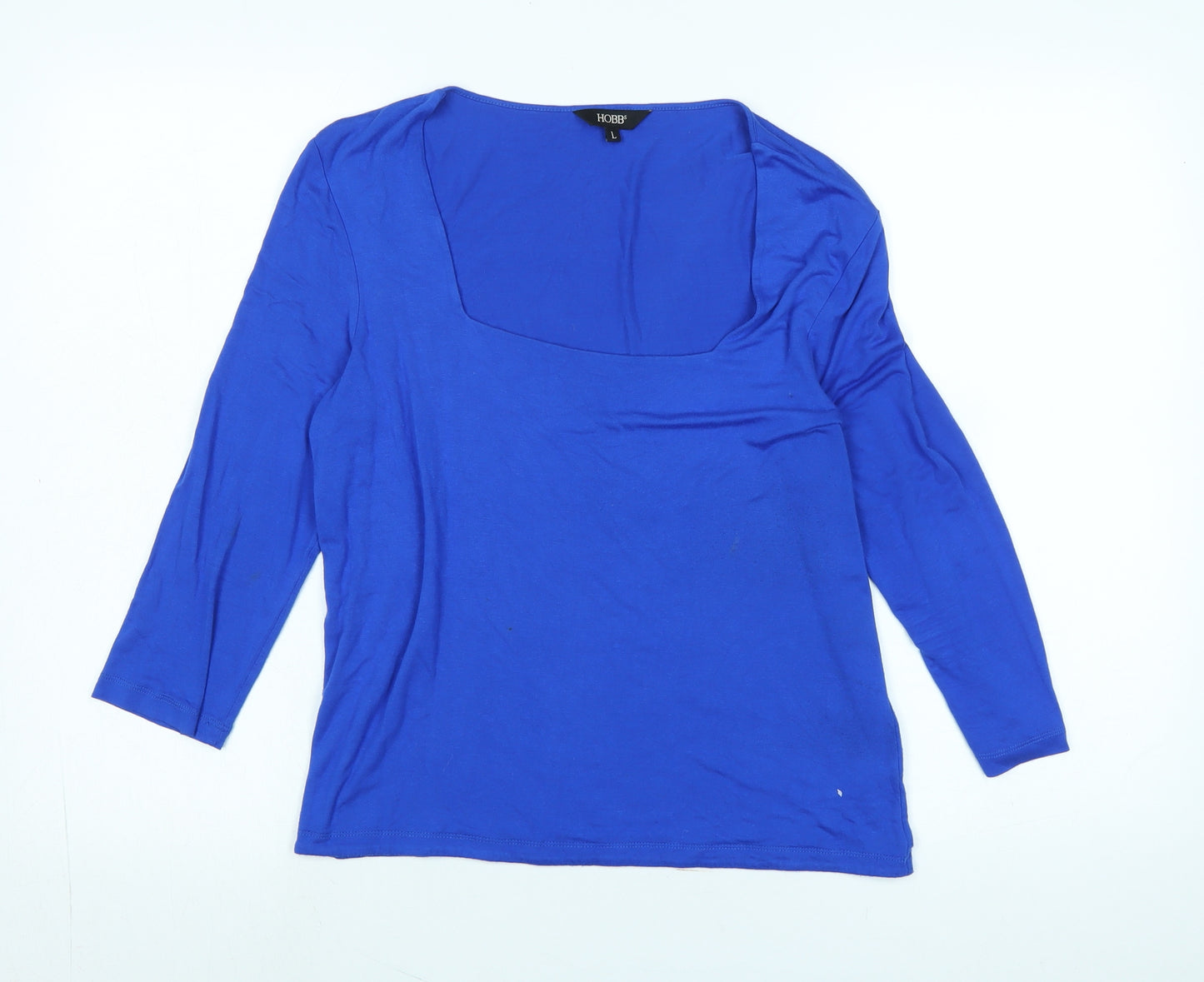Hobbs Womens Blue Polyester Jersey T-Shirt Size L Scoop Neck - Logo