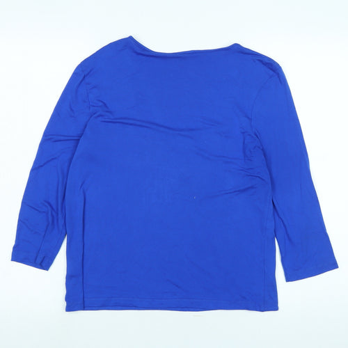 Hobbs Womens Blue Polyester Jersey T-Shirt Size L Scoop Neck - Logo