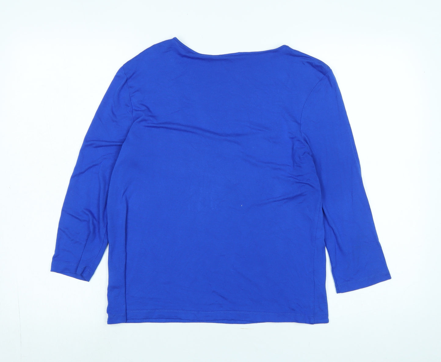 Hobbs Womens Blue Polyester Jersey T-Shirt Size L Scoop Neck - Logo