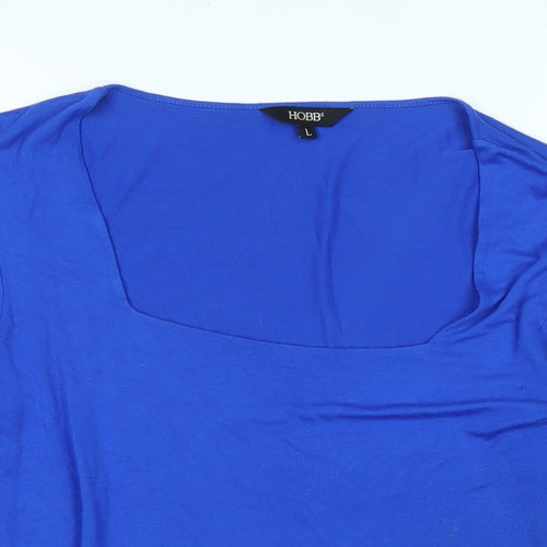 Hobbs Womens Blue Polyester Jersey T-Shirt Size L Scoop Neck - Logo