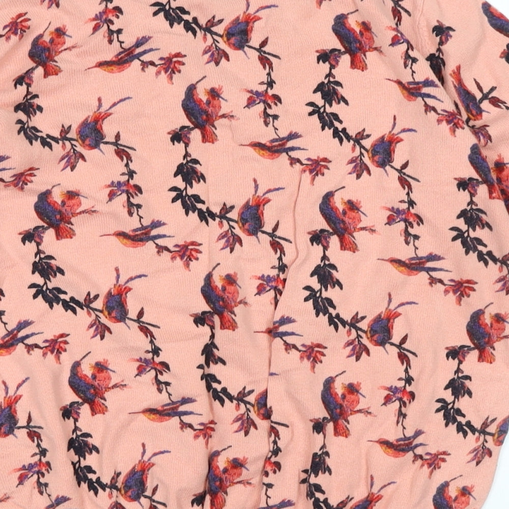 Oasis Womens Multicoloured Crew Neck Floral Cotton Pullover Jumper Size S - Logo