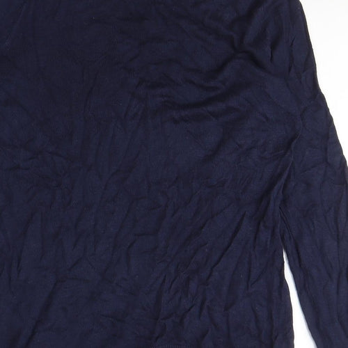 H&M Womens Blue Crew Neck Viscose Pullover Jumper Size S - Beaded NeckLine