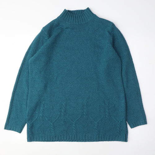 Bonmarché Womens Blue Mock Neck Acrylic Pullover Jumper Size M