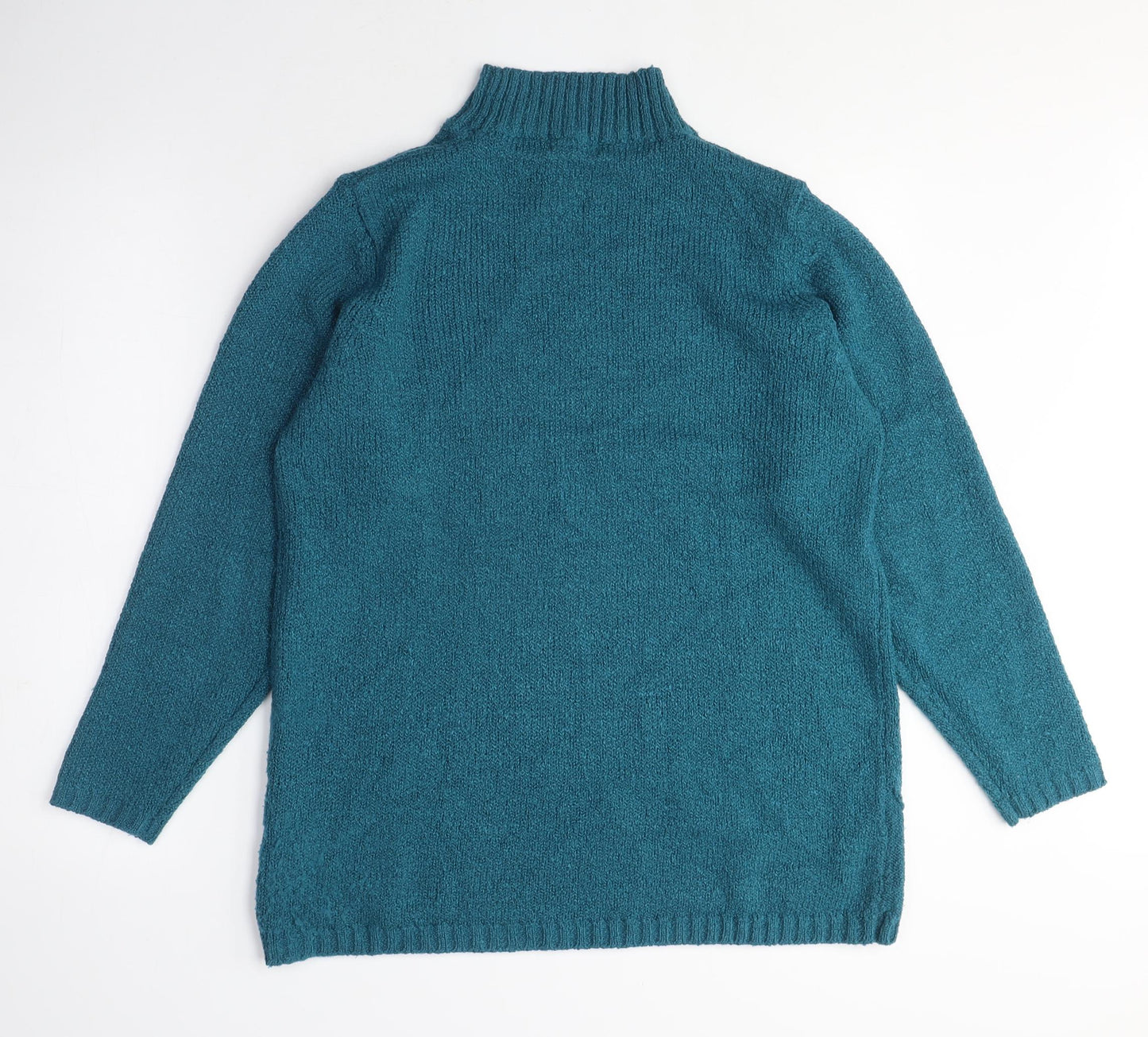 Bonmarché Womens Blue Mock Neck Acrylic Pullover Jumper Size M