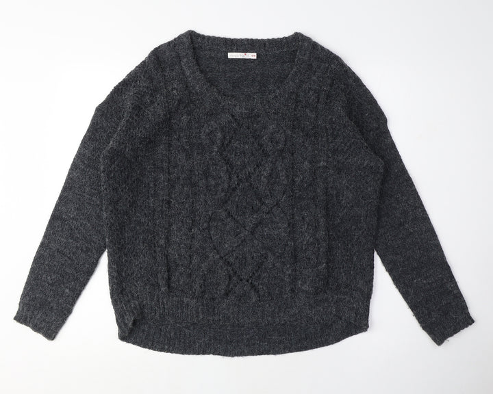 Derek Heart Womens Grey Crew Neck Acrylic Pullover Jumper Size S