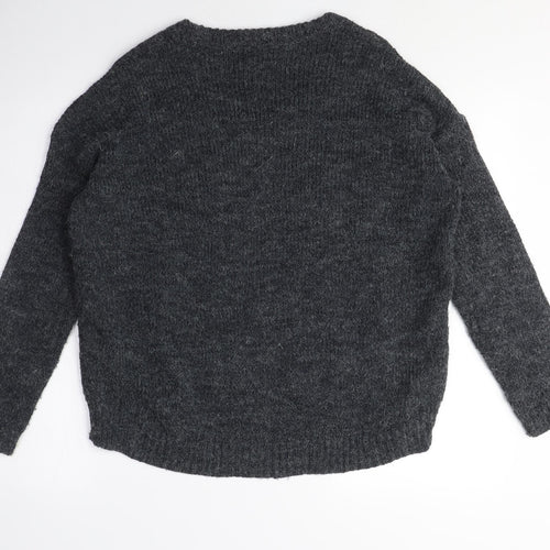 Derek Heart Womens Grey Crew Neck Acrylic Pullover Jumper Size S