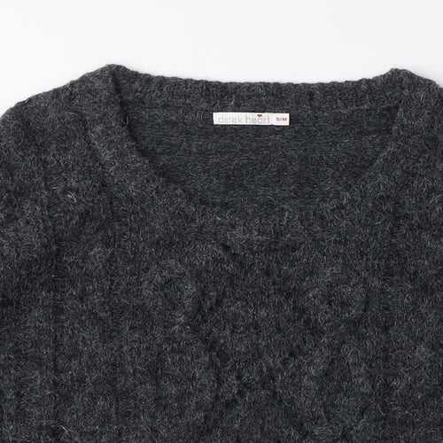 Derek Heart Womens Grey Crew Neck Acrylic Pullover Jumper Size S