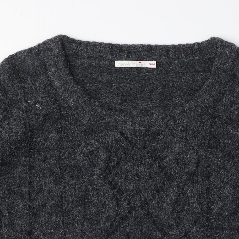 Derek Heart Womens Grey Crew Neck Acrylic Pullover Jumper Size S