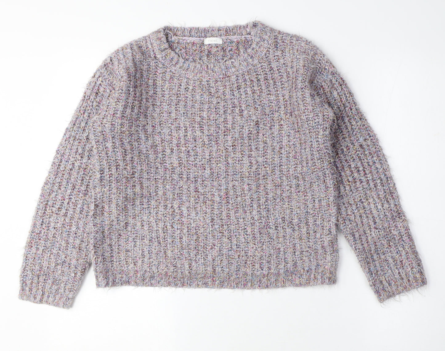 NEXT Girls Pink Crew Neck Nylon Pullover Jumper Size 11 Years - Sparkle