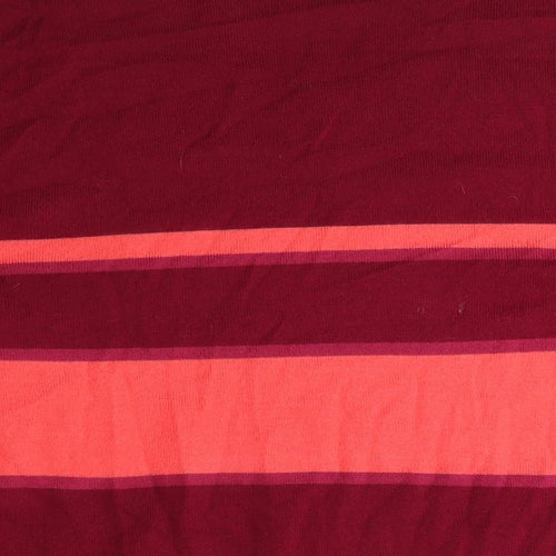 M&Co Womens Pink V-Neck Striped Acrylic Pullover Jumper Size 16 - Orange Stripes