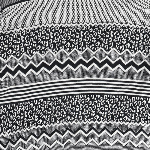 H&M Womens Black Crew Neck Geometric Cotton Cardigan Jumper Size M