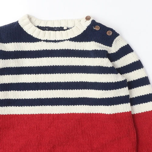 NEXT Boys Blue Crew Neck Striped Polyester Pullover Jumper Size 4-5 Years