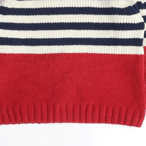 NEXT Boys Blue Crew Neck Striped Polyester Pullover Jumper Size 4-5 Years