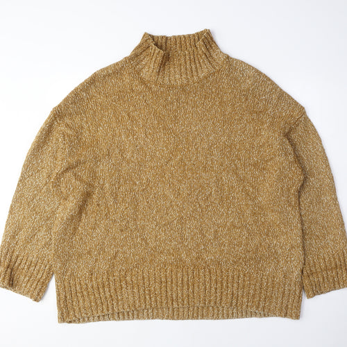 H&M Womens Beige Mock Neck Cotton Pullover Jumper Size S