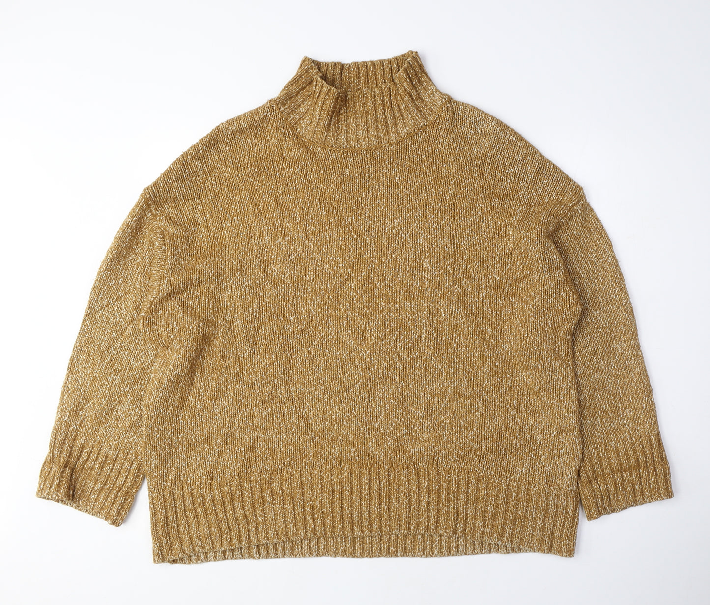 H&M Womens Beige Mock Neck Cotton Pullover Jumper Size S