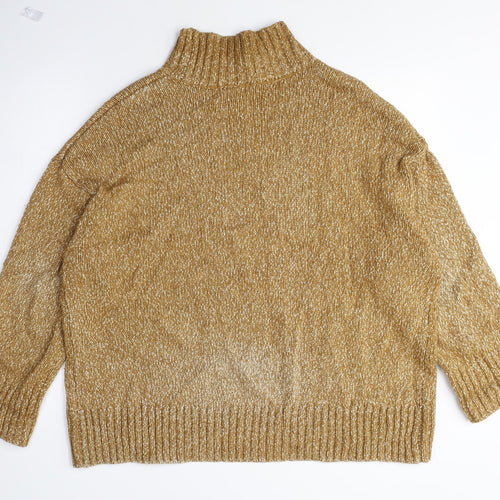 H&M Womens Beige Mock Neck Cotton Pullover Jumper Size S