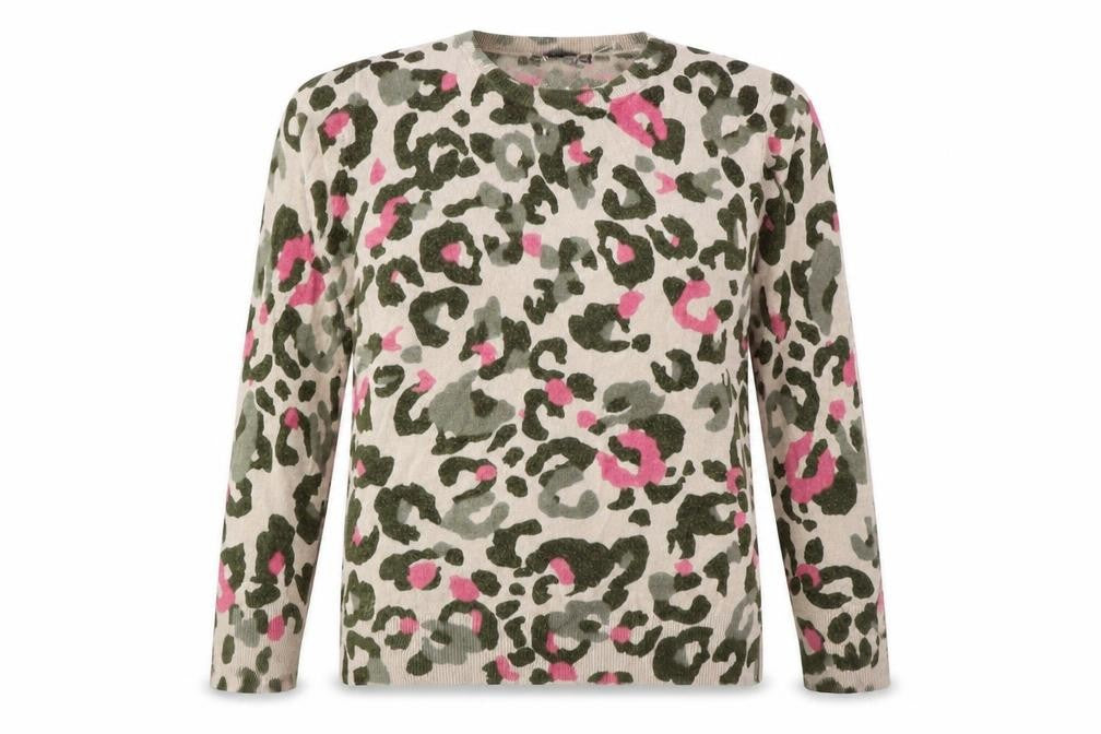 Marks and Spencer Womens Multicoloured Crew Neck Animal Print Acrylic Pullover Jumper Size 14