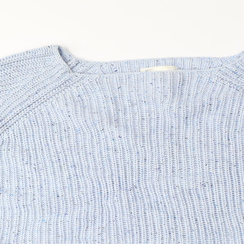 H&M Womens Blue Boat Neck Acrylic Pullover Jumper Size L - Cropped