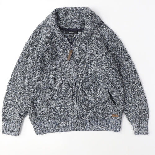 Autograph Boys Blue V-Neck Cotton Cardigan Jumper Size 6-7 Years Zip