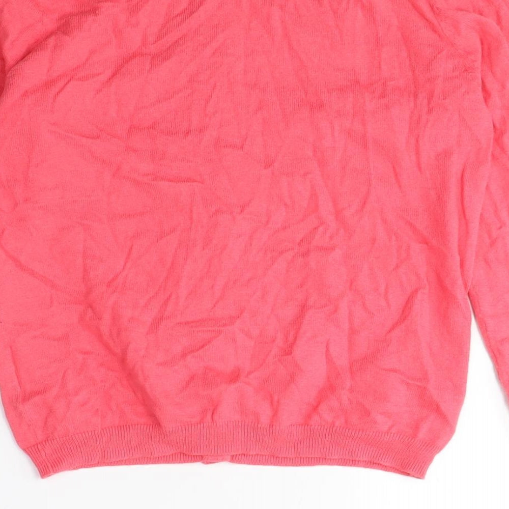 H&M Girls Pink Crew Neck Cotton Cardigan Jumper Size 9-10 Years Button - Sequins, Dragonflies