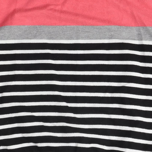 M&Co Womens Pink Boat Neck Striped Nylon Pullover Jumper Size S