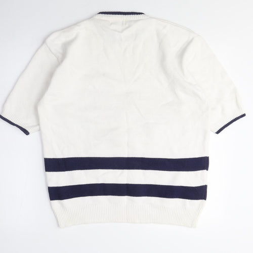 Commedeux Artistes Womens White Crew Neck Cotton Pullover Jumper Size M - Boat, Vintage
