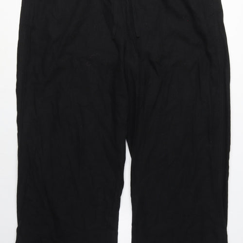 Marks and Spencer Womens Black Linen Trousers Size 20 L29 in Regular Tie - Linen Pants