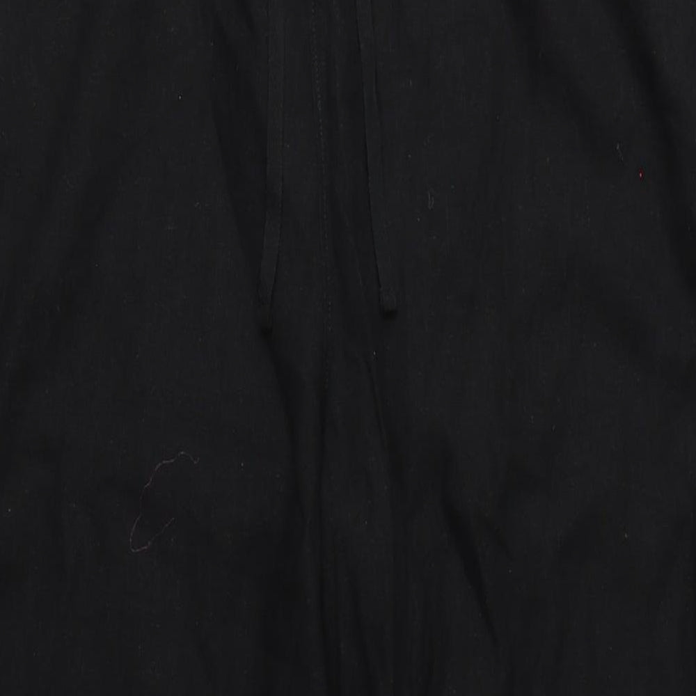 Marks and Spencer Womens Black Linen Trousers Size 20 L29 in Regular Tie - Linen Pants