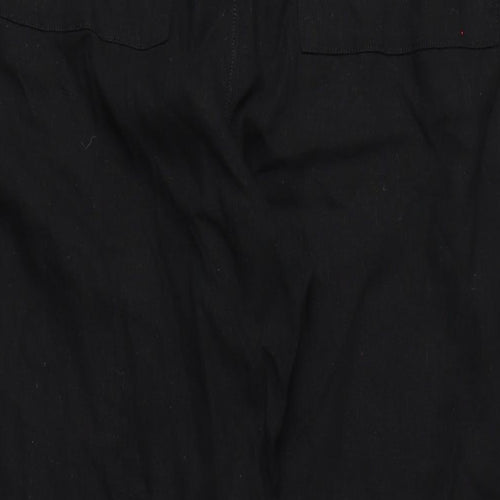 Marks and Spencer Womens Black Linen Trousers Size 20 L29 in Regular Tie - Linen Pants