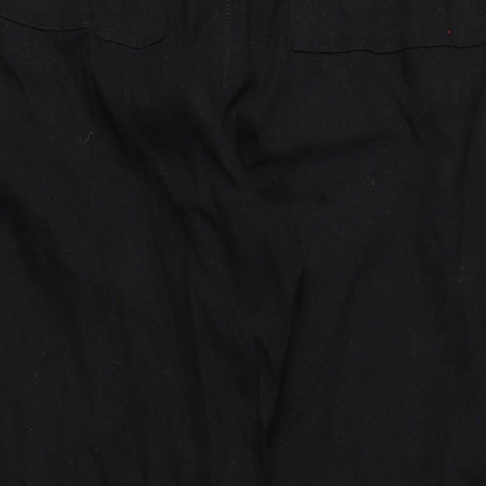 Marks and Spencer Womens Black Linen Trousers Size 20 L29 in Regular Tie - Linen Pants