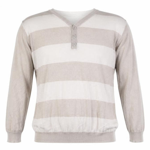 Burton Mens Beige V-Neck Striped Cotton Pullover Jumper Size M Long Sleeve - Double Layer