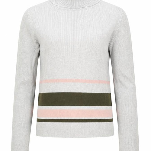 New Look Girls Grey Roll Neck Striped Viscose Pullover Jumper Size 12-13 Years